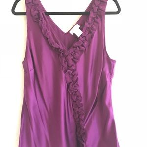 Soft Surroundings L silk purple ruffled sleeveless top, NWOT